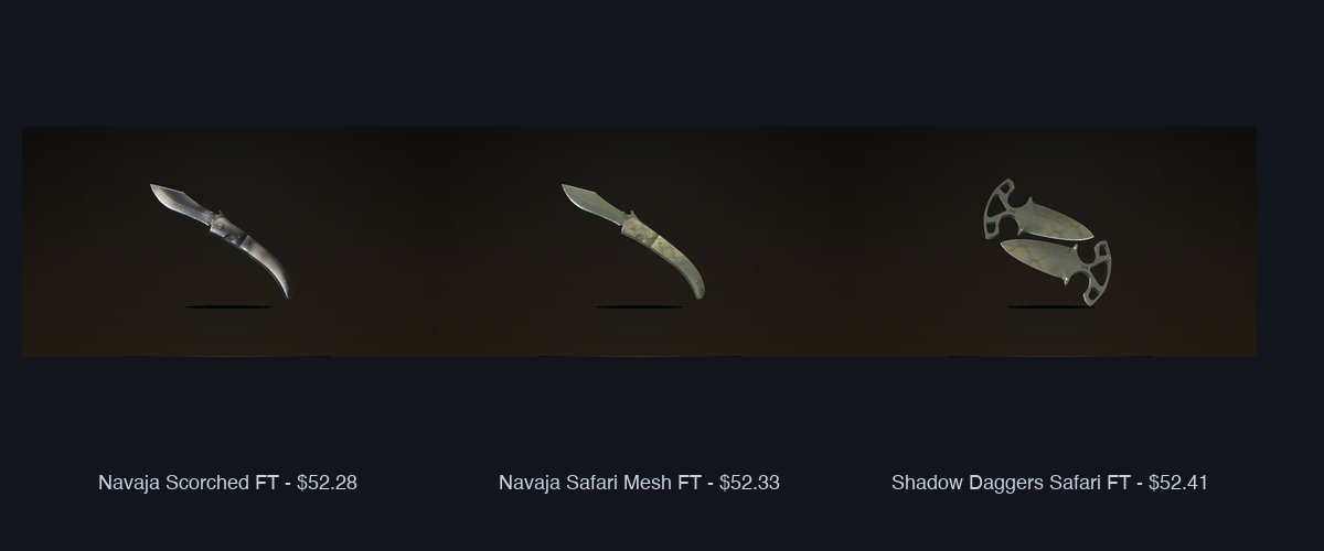 Three cheapest CS2 knives comparison