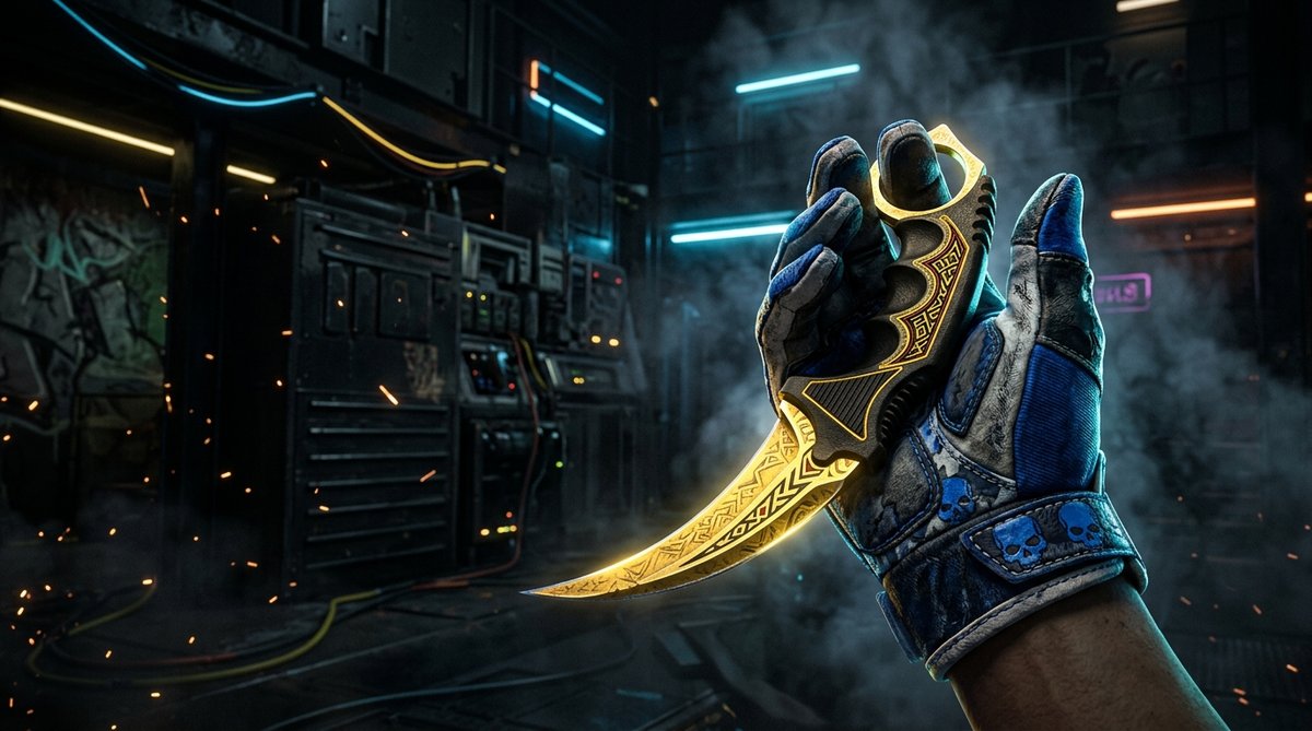 CS2 knife and gloves close-up
