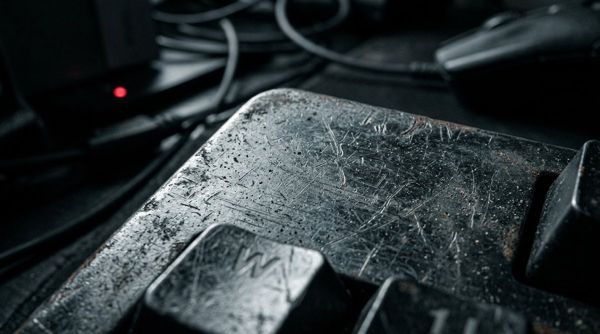 Close-up of a worn CS2 weapon skin surface