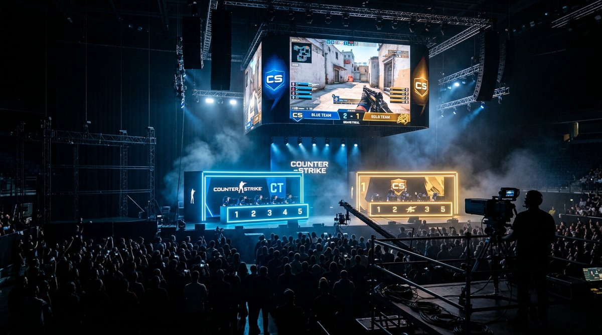 CS2 tournament stage with a missing sponsor slot