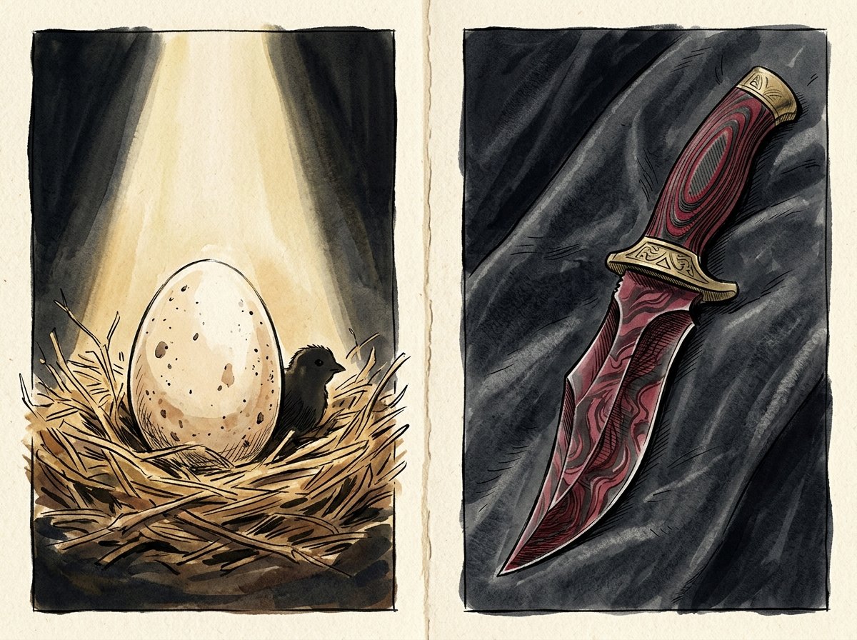 Illustration comparing a CS2 pet egg with a marbled knife finish