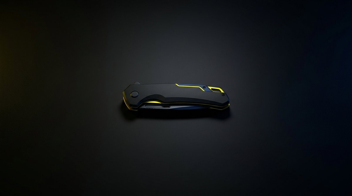Folding knife on a dark minimal background