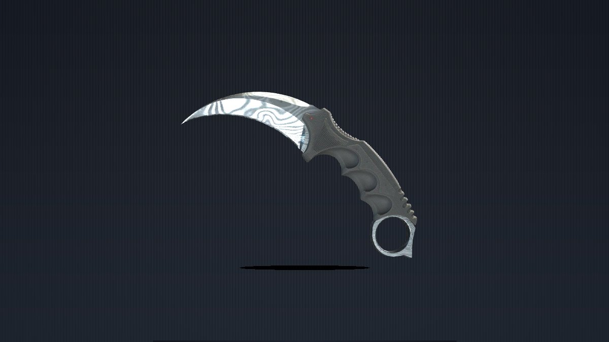 Karambit Damascus Steel on a studio display