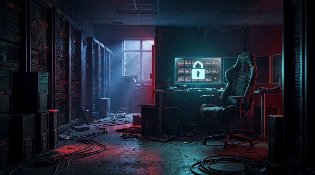 A locked CS2 inventory frozen in a dark server room