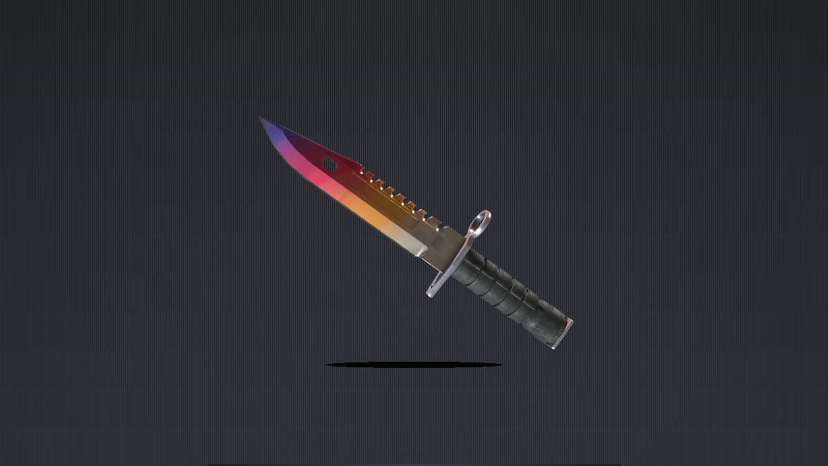 M9 Bayonet Fade composited on a clean minimalist light background