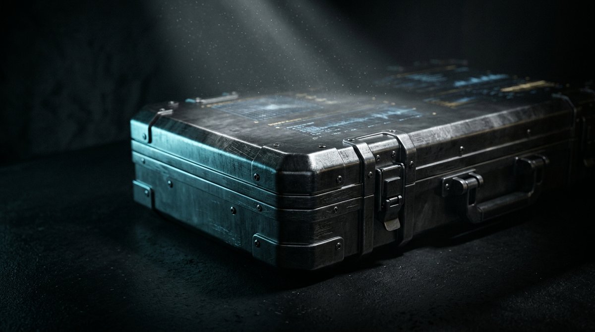 Sealed CS2 weapon case under cold studio light