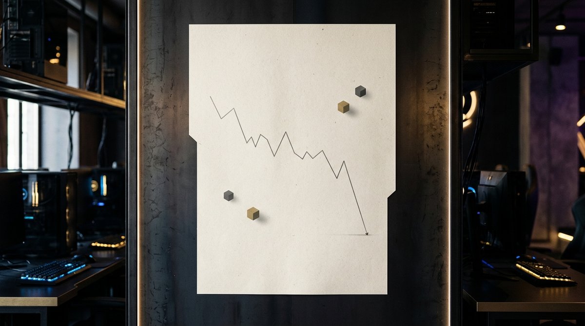 Minimalist descending market chart artwork