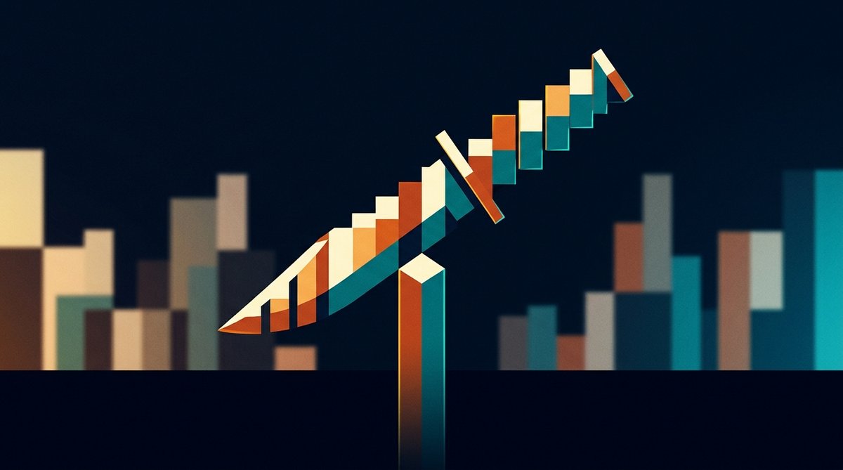 Flat vector illustration of a bar chart forming a blade