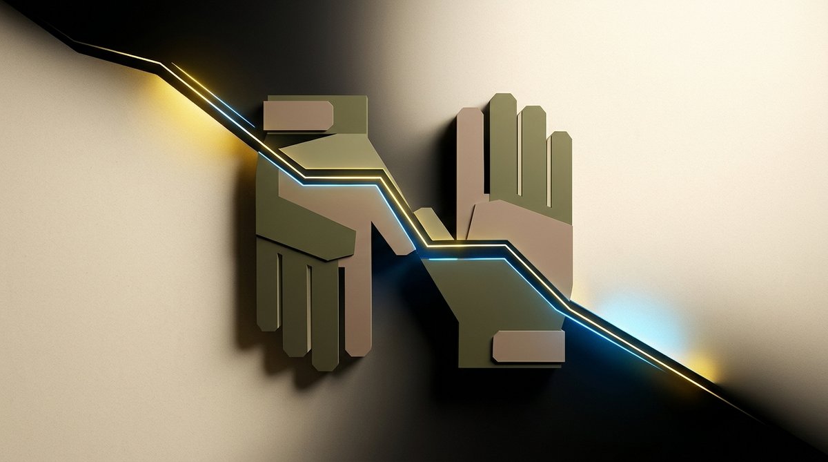 Minimalist illustration of gloves and a falling price line