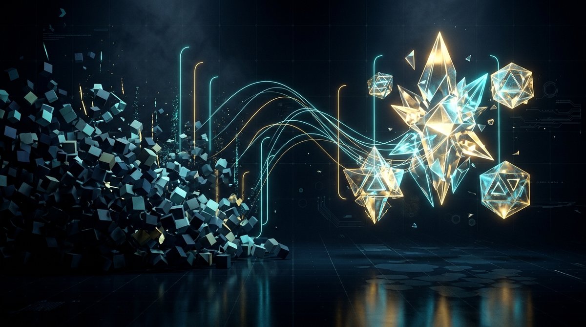 Abstract dark data visualization of a market splitting in two