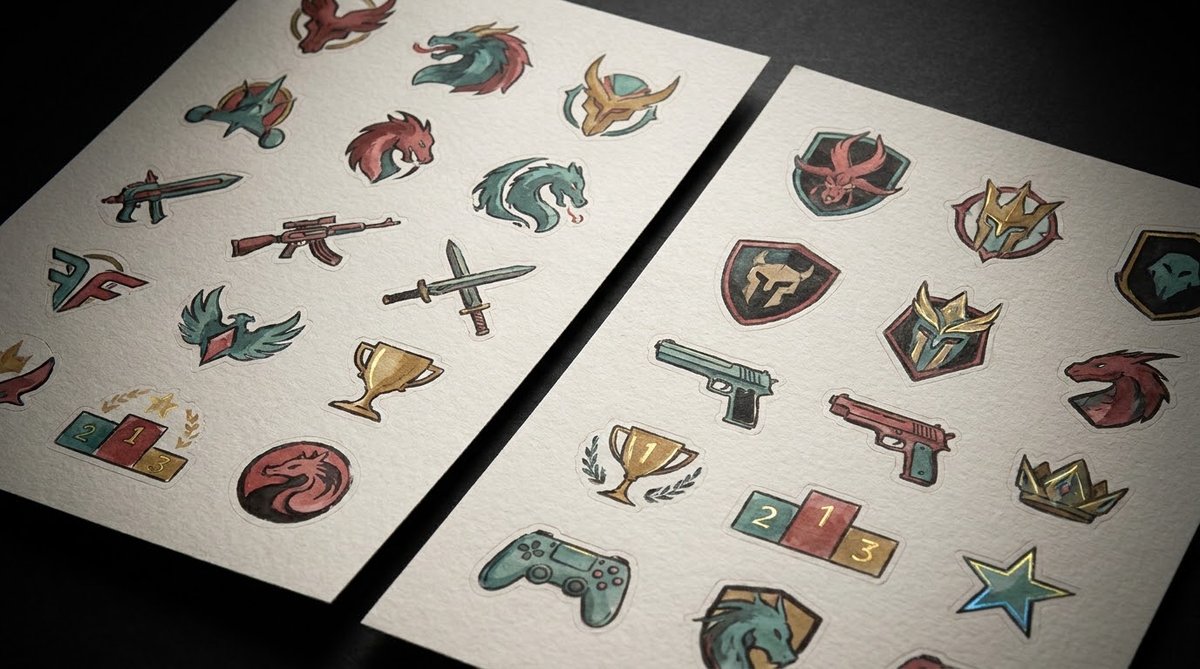 Illustrated tournament sticker sheets on paper