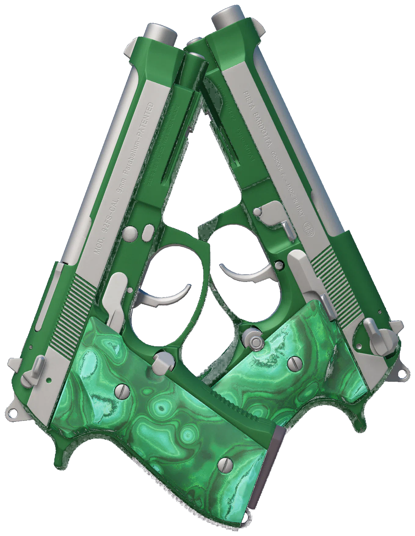 Dual Berettas | Polished Malachite CS2 skin — open high-resolution image
