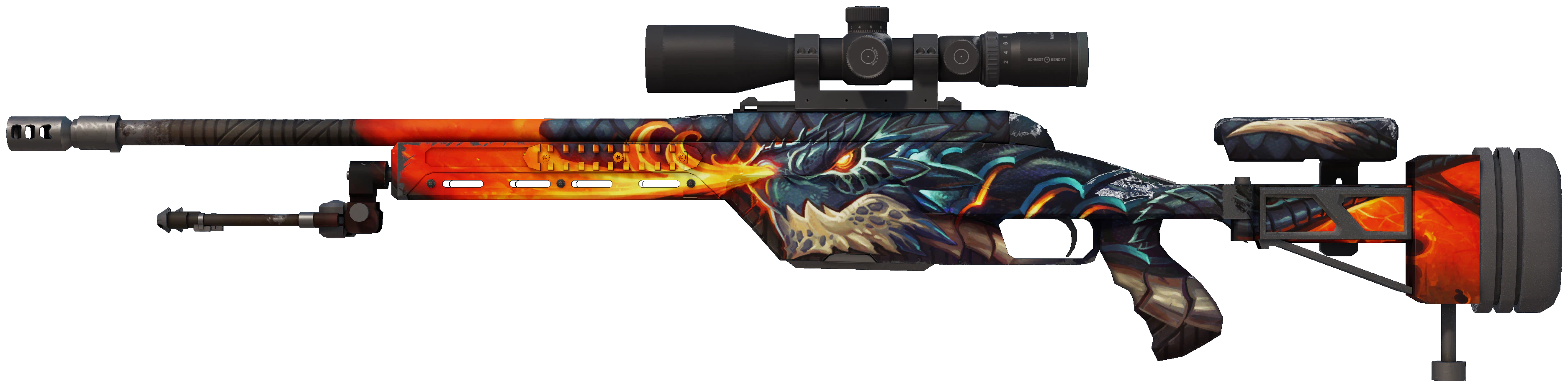 SSG 08 | Dragonfire representative Minimal Wear wear preview