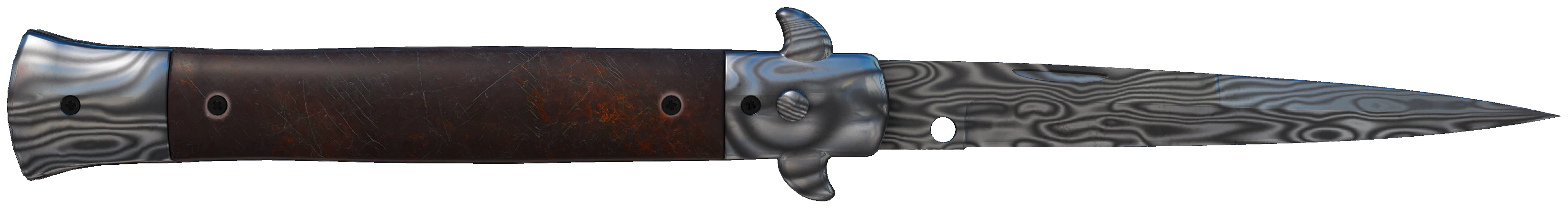 ★ Stiletto Knife | Damascus Steel CS2 skin — open high-resolution image